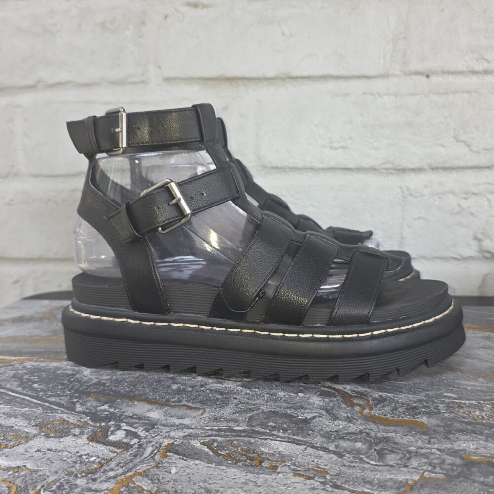 Unionbay Downtown Black Gladiator Sandals Strappy Chunky Platform Women 8.5M